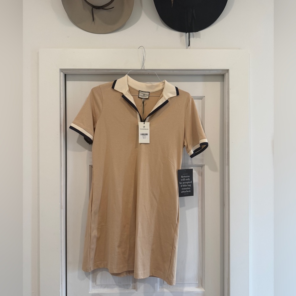 Tuckernuck Tan Polo Dress with Black Trim